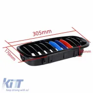 Front Grilles suitable for BMW 3 E46 03-06 Coupe/Cabrio Tri-color / Glossy Black 2 Pcs-image-6304820