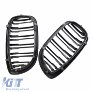 Front Grilles suitable for BMW 3 E46 03-06 Coupe/Cabrio M4 Look with Double Grille 4D Glossy Black 2 Pcs
