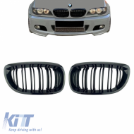 Front Grilles suitable for BMW 3 E46 03-06 Coupe/Cabrio M4 Look with Double Grille Glossy Black 2 Pcs
