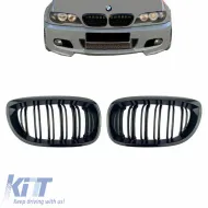 Front Grilles suitable for BMW 3 E46 03-06 Coupe/Cabrio M4 Look with Double Grille Glossy Black 2 Pcs-image-6304880