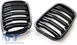 Front Grilles suitable for BMW 3 E46 99-01 Sedan/Touring/Compact M4 Look With Double Grille Glossy Black 2 Pcs