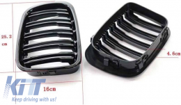 Front Grilles suitable for BMW 3 E46 99-01 Sedan/Touring/Compact M4 Look With Double Grille Glossy Black 2 Pcs