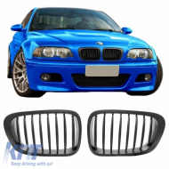 Front Grilles suitable for BMW 3 E46 99-03 Coupe/Cabrio Matte Black with 8 Lines 2 Pcs