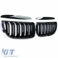 Front Grilles suitable for BMW 3 E90/E91 05-08 M4 Look with Double Grille Glossy Black 4 Pcs-image-6318137