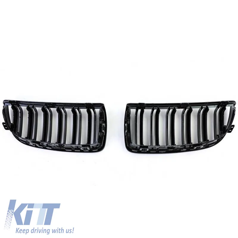 Front Grilles suitable for BMW 3 E90/E91 05-08 M4 Look with Double Grille Glossy Black 4 Pcs
