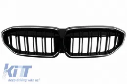 Front Grilles suitable for BMW 3 G20 / G21 19-22 M4 Look with LED Double Grille Glossy Black with 1 Pc-image-6324907