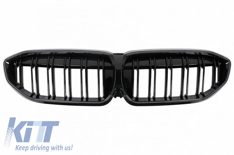 Front Grilles suitable for BMW 3 G20 / G21 19-22 M4 Look with LED Double Grille Glossy Black with 1 Pc