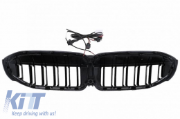 Front Grilles suitable for BMW 3 G20 / G21 19-22 M4 Look with LED Double Grille Glossy Black with 1 Pc