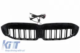 Front Grilles suitable for BMW 3 G20 / G21 19-22 M4 Look with LED Double Grille Glossy Black with 1 Pc-image-6325181