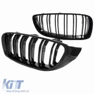 Front Grilles suitable for BMW 4 F32 / F33 / F36 13-16 M4 Look with Double Grille Glossy Black 2pcs-image-6290155