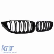 Front Grilles suitable for BMW 4 F32 / F33 / F36 13-16 M4 Look with Double Grille Glossy Black 2pcs-image-6290156