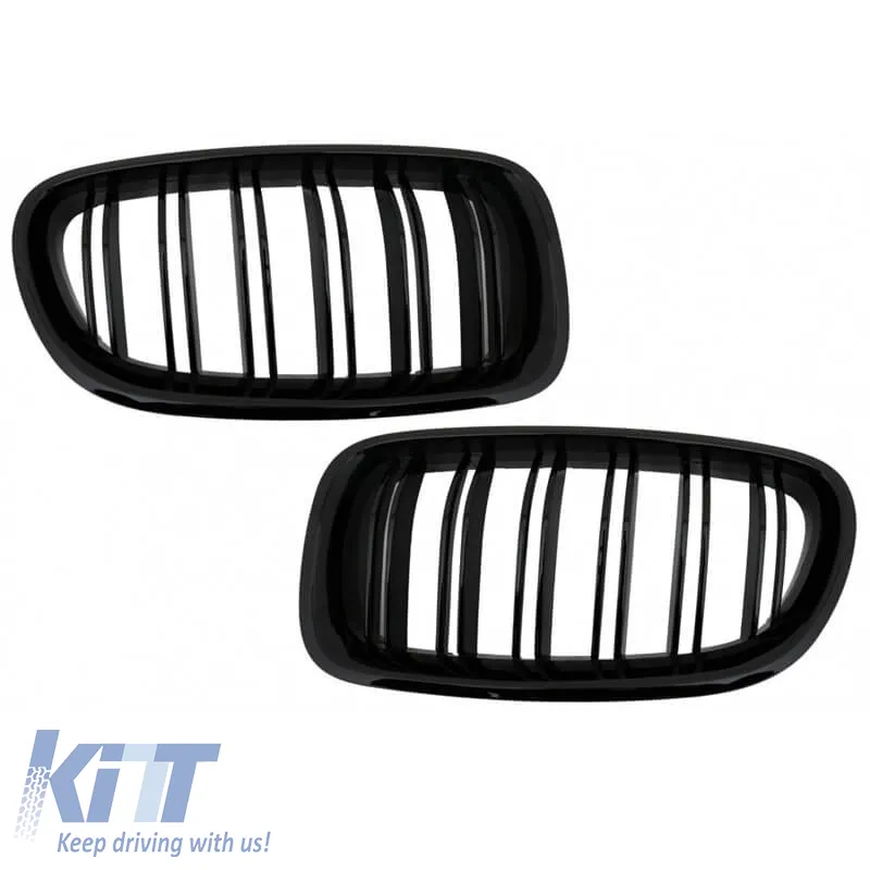 Front Grilles suitable for BMW 5 F10 / F11 / F18 10-16 M4 Look with Double Grille Glossy Black V.2 2 Pcs