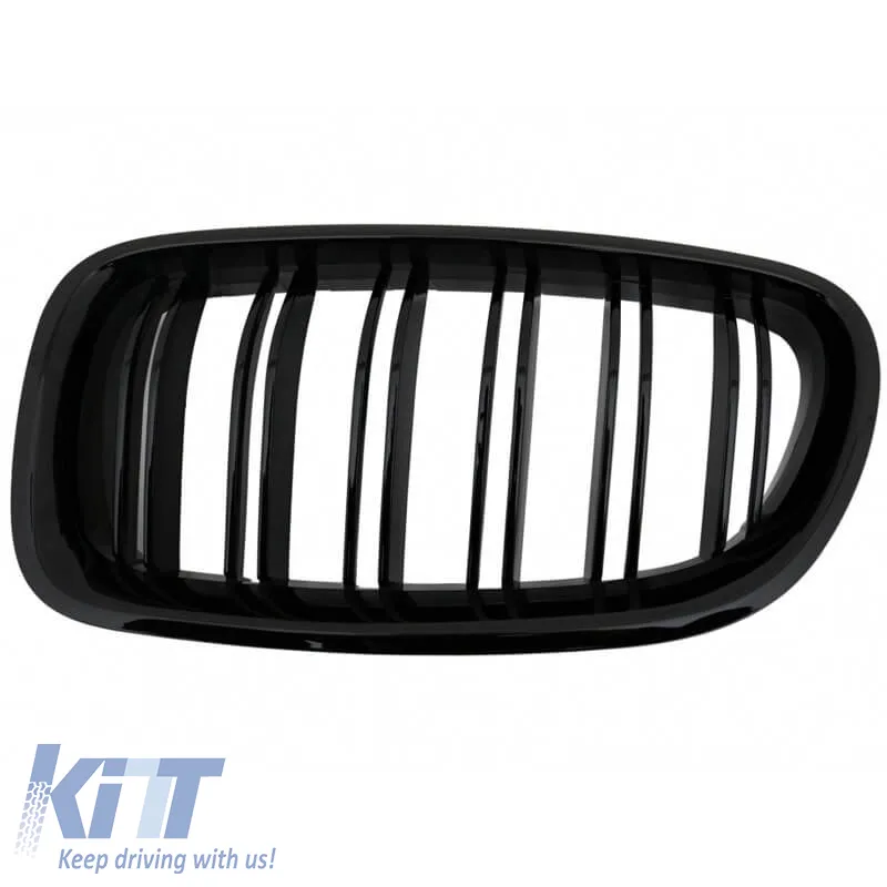 Front Grilles suitable for BMW 5 F10 / F11 / F18 10-16 M4 Look with Double Grille Glossy Black V.2 2 Pcs