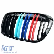 Front Grilles suitable for BMW X1 F48 14-19 M4 Look with Double Grille Tri-Color Glossy Black 2 Pcs-image-6307367