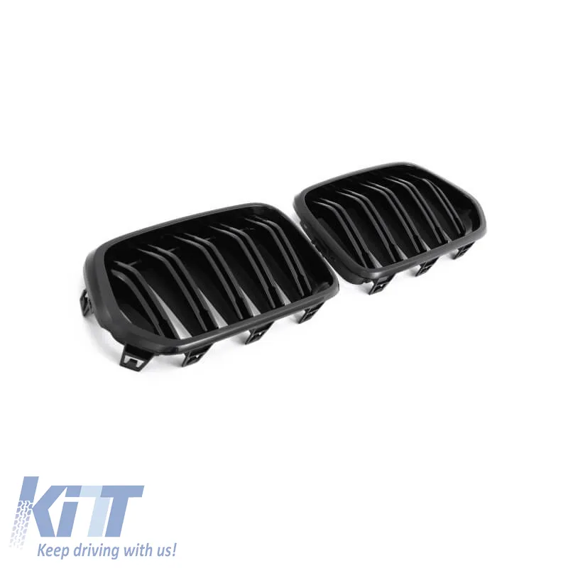Front Grilles suitable for BMW X2 F39 18+ M4 Look with Double Grille Glossy Black 2 Pcs