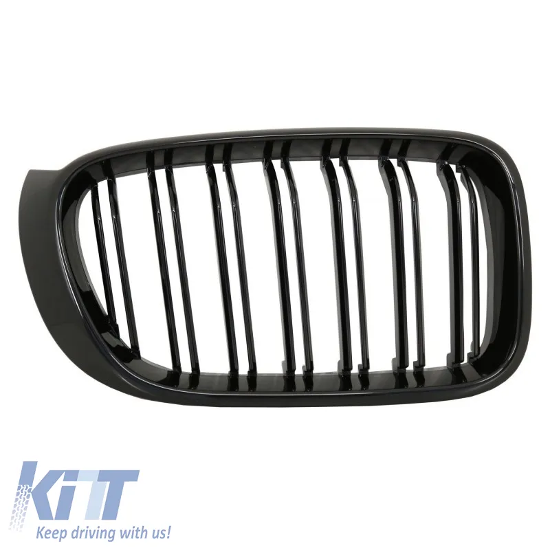 Front Grilles suitable for BMW X3 F25 LCI 14-17 / X4 F26 14-17 M4 Look with Double Grille Glossy Black with 7 Grilles 2 Pcs