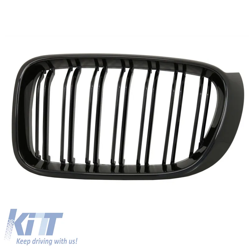 Front Grilles suitable for BMW X3 F25 LCI 14-17 / X4 F26 14-17 M4 Look with Double Grille Glossy Black with 7 Grilles 2 Pcs