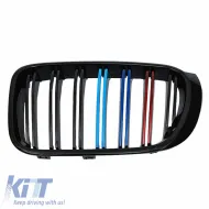 Front Grilles suitable for BMW X3 F25 LCI 14-17 / X4 F26 14-17 M4 Look with Double Grille Tri-Color Glossy Black with 7 Grilles 2 Pcs-image-6307351