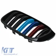 Front Grilles suitable for BMW X3 F25 LCI 14-17 / X4 F26 14-17 M4 Look with Double Grille Tri-Color Glossy Black with 7 Grilles 2 Pcs-image-6307352