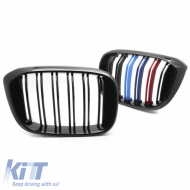 Front Grilles suitable for BMW X3 G01 17-21 X4 G02 Sport Look with Double Grille Tri-Color Glossy Black with 6 Grilles 2 Pcs