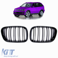 Front Grilles suitable for BMW X5 E53 99-03 M4 Look with Double Grille Glossy Black 2 Pcs