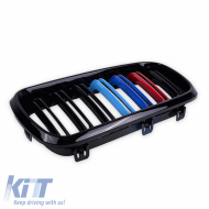 Front Grilles suitable for BMW X5 F15 / X6 F16 13-18 M4 Look with Double Grille Tri-Color Glossy Black 2 Pcs