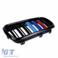 Front Grilles suitable for BMW X5 F15 / X6 F16 13-18 M4 Look with Double Grille Tri-Color Glossy Black 2 Pcs-image-6307338