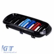Front Grilles suitable for BMW X5 F15 / X6 F16 13-18 M4 Look with Double Grille Tri-Color Glossy Black 2 Pcs-image-6308307