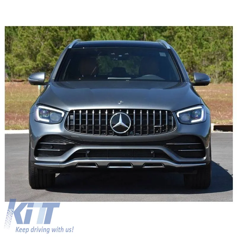 Front Headlight Set Suitable for Mercedes-Benz GLC C253/X253 Upgrade to Facelift Look 2020-2021 Black Full LED DRL with Carner Motor