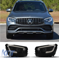 Front Headlight Set Suitable for Mercedes-Benz GLC C253/X253 Upgrade to Facelift Look 2020-2021 Black Full LED DRL with Carner Motor