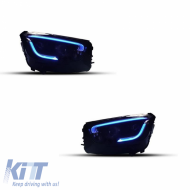 Front Headlight Set Suitable for Mercedes-Benz GLC C253/X253 Upgrade to Facelift Look 2020-2021 Black Full LED DRL with Carner Motor