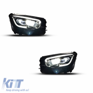 Front Headlight Set Suitable for Mercedes-Benz GLC C253/X253 Upgrade to Facelift Look 2020-2021 Black Full LED DRL with Carner Motor