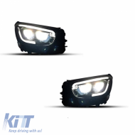 Front Headlight Set Suitable for Mercedes-Benz GLC C253/X253 Upgrade to Facelift Look 2020-2021 Black Full LED DRL with Carner Motor
