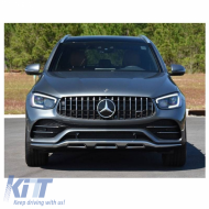 Front Headlight Set Suitable for Mercedes-Benz GLC C253/X253 Upgrade to Facelift Look 2020-2021 Black Full LED DRL with Carner Motor