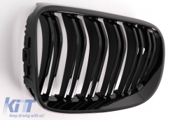 Front Kidney Grilles suitable for BMW 3 Series E92 E93 Coupe Convertible LCI (2010-2015) Double Stripe Piano Black-image-6100333