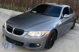 Front Kidney Grilles suitable for BMW 3 Series E92 E93 Coupe Convertible LCI (2010-2015) Double Stripe Piano Black-image-6100521