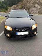 image-15-Front lip spoiler / blade / bumper add-on suitable for Audi A4 B7 black piano finish