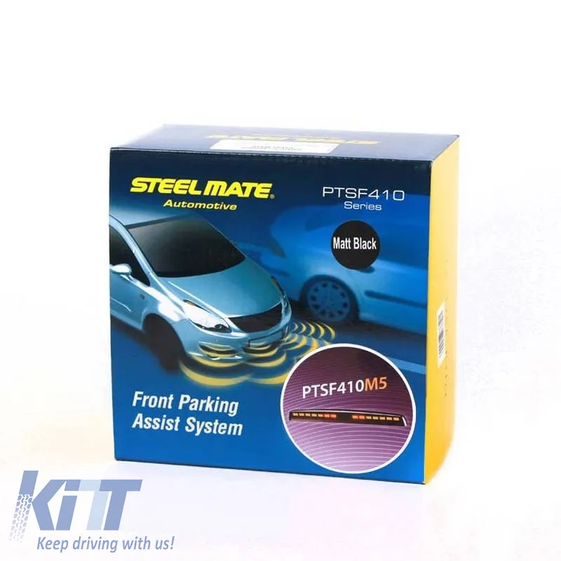 Front Parking Assist Sensor PDC with 4 Sensors 18.5mm Black Mat with LCD Screen Steelmate PTS410M5-F