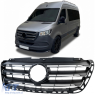 Front radiator grille with chrome slats for Mercedes Sprinter W907 W910 2018-2024