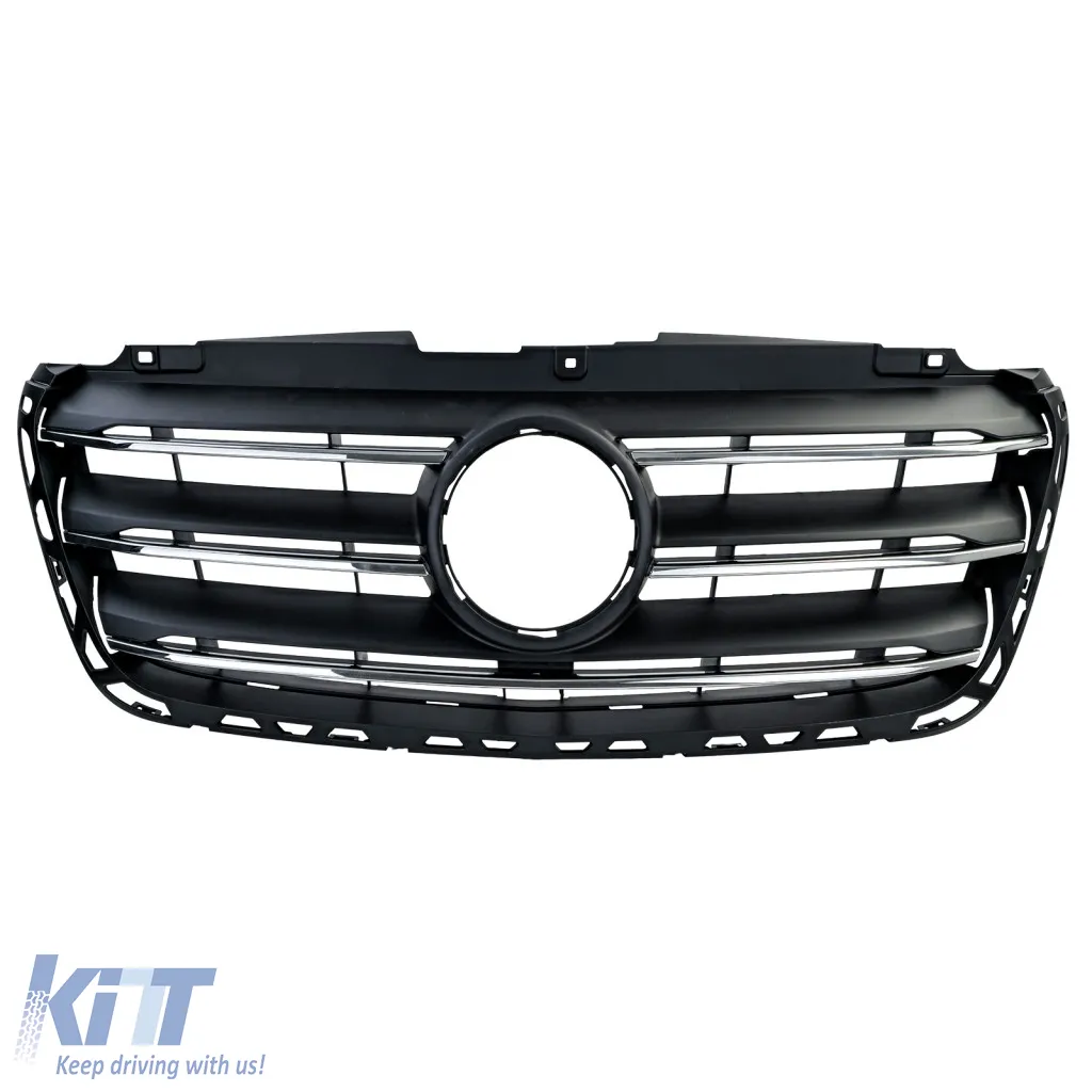 Front radiator grille with chrome slats for Mercedes Sprinter W907 W910 2018-2024
