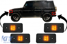 Front & Rear LED Side Marker Lights suitable for Mercedes Benz G-Class W463 (2002-2014) Smoked Lens - SMMBW463LED