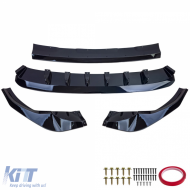 Front spoiler lip performance glossy black for Audi Q8 with S-Line 4M 2018-2023-image-6264209