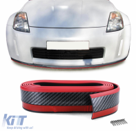 Front spoiler lip universal flexible carbon look red 5cm 2.5 meters