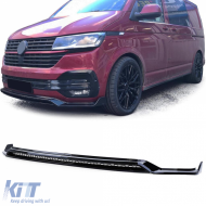 image-4-Front spoiler lip with splitter and grille gloss black for VW Bus T6.1 from 19