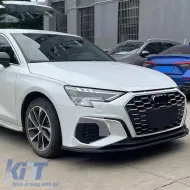 Front Spoiler suitable for Audi A3 8Y 2020+ S Line / S3 Sedan / Sportsback Gloss Black-image-6320666