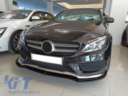 Front Spoiler suitable for Mercedes-Benz C-Class C205 / W205 14-19 A Design Line Glossy Black 3 Pieces