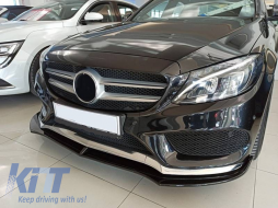 Front Spoiler suitable for Mercedes-Benz C-Class C205 / W205 14-19 A Design Line Glossy Black 3 Pieces