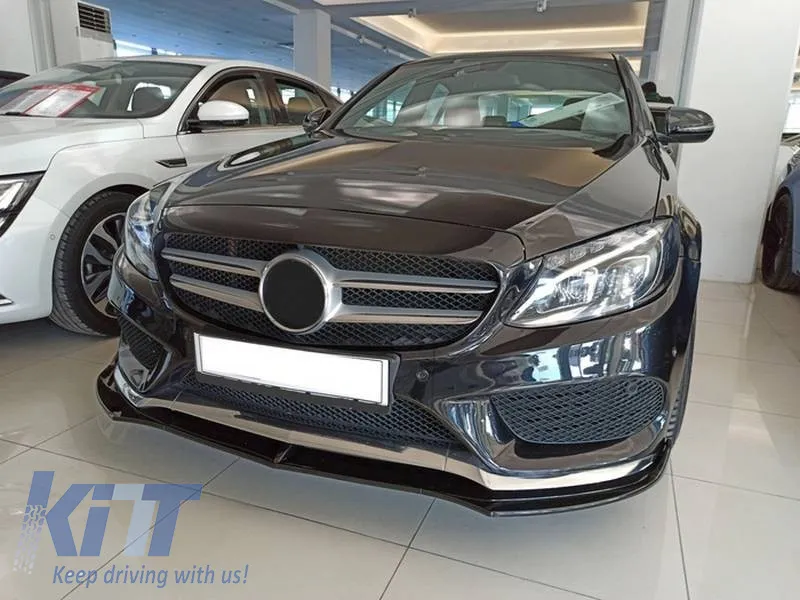 Front Spoiler suitable for Mercedes-Benz C-Class C205 / W205 14-19 A Design Line Glossy Black 3 Pieces