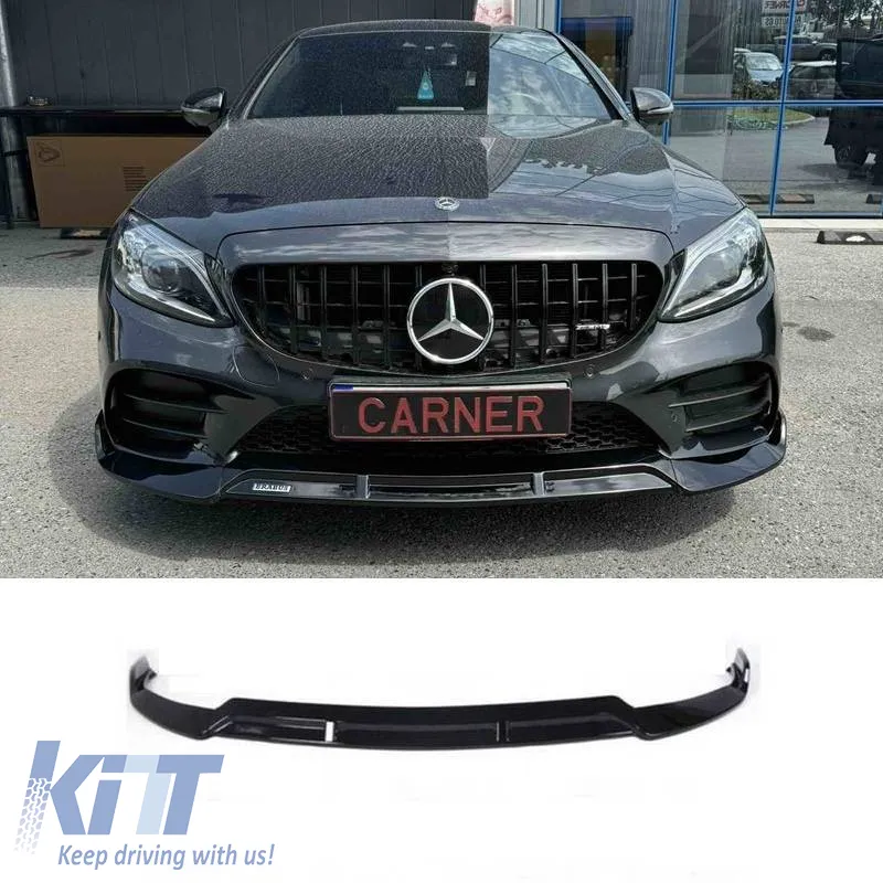 Front Spoiler suitable for Mercedes-Benz C-Class C205 / W205 Facelift 19-21 A Design Line Glossy Black Brabus Look 3 Pieces