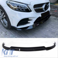 Front Spoiler suitable for Mercedes-Benz C-Class C205 / W205 Facelift 19-21 A Design Line Glossy Black Brabus Look 3 Pieces